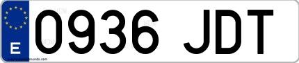 Ejemplo de matrícula española 0936 JDT