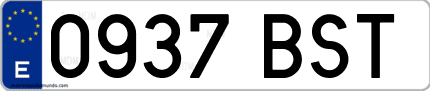 Ejemplo de matrícula de coche ordinaria 0937 BST