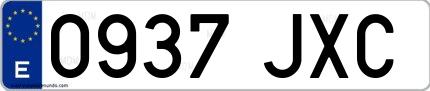 Ejemplo de matrícula española 0937 JXC