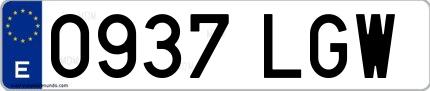 Ejemplo de matrícula española 0937 LGW