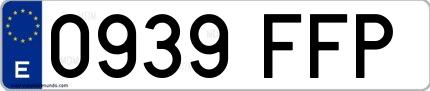 Ejemplo de matrícula española 0939 FFP