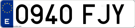 Ejemplo de matrícula de coche ordinaria 0940 FJY