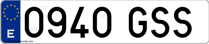 Ejemplo de matrícula de coche ordinaria 0940 GSS