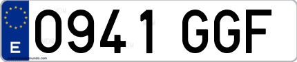 Ejemplo de matrícula de coche ordinaria 0941 GGF