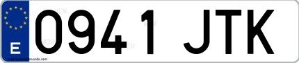 Ejemplo de matrícula española 0941 JTK