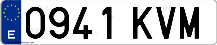 Ejemplo de matrícula de coche ordinaria 0941 KVM