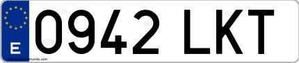 Ejemplo de matrícula española 0942 LKT