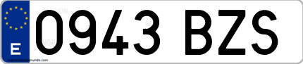 Ejemplo de matrícula de coche ordinaria 0943 BZS