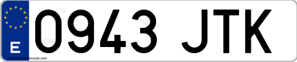 Ejemplo de matrícula de coche ordinaria 0943 JTK
