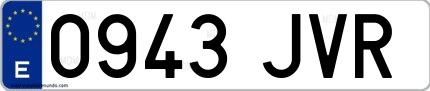 Ejemplo de matrícula española 0943 JVR