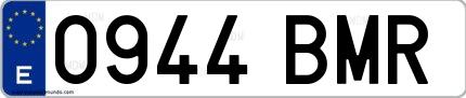Ejemplo de matrícula española 0944 BMR