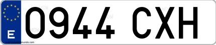 Ejemplo de matrícula española 0944 CXH