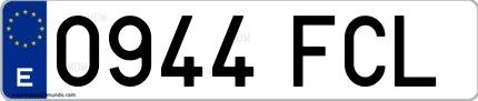 Ejemplo de matrícula española 0944 FCL