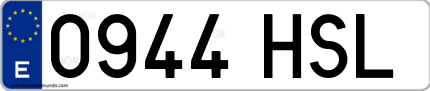 Ejemplo de matrícula de coche ordinaria 0944 HSL