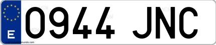 Ejemplo de matrícula española 0944 JNC