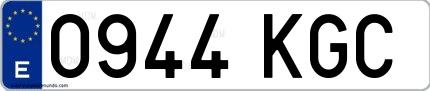 Ejemplo de matrícula española 0944 KGC