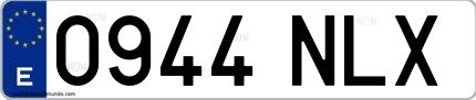 Ejemplo de matrícula española 0944 NLX