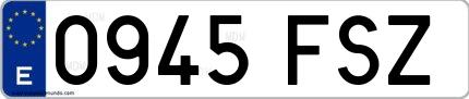 Ejemplo de matrícula española 0945 FSZ
