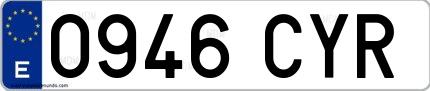 Ejemplo de matrícula española 0946 CYR
