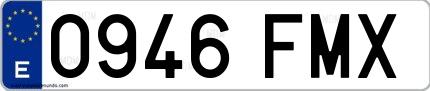 Ejemplo de matrícula española 0946 FMX