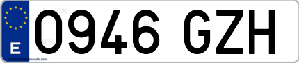 Ejemplo de matrícula de coche ordinaria 0946 GZH