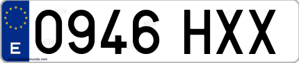 Ejemplo de matrícula de coche ordinaria 0946 HXX