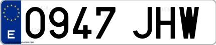 Ejemplo de matrícula española 0947 JHW
