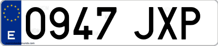 Ejemplo de matrícula de coche ordinaria 0947 JXP
