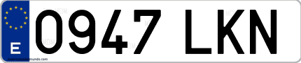Ejemplo de matrícula de coche ordinaria 0947 LKN