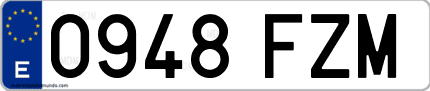 Ejemplo de matrícula de coche ordinaria 0948 FZM