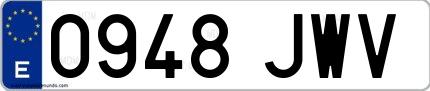 Ejemplo de matrícula española 0948 JWV
