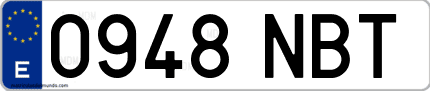 Ejemplo de matrícula de coche ordinaria 0948 NBT