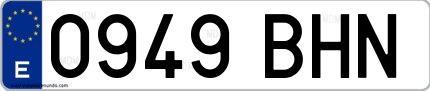 Ejemplo de matrícula española 0949 BHN