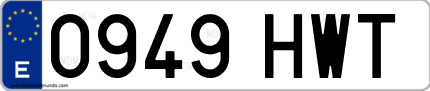 Ejemplo de matrícula de coche ordinaria 0949 HWT