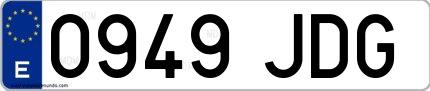 Ejemplo de matrícula española 0949 JDG