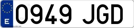 Ejemplo de matrícula española 0949 JGD