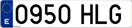Ejemplo de matrícula de coche ordinaria 0950 HLG