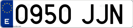 Ejemplo de matrícula de coche ordinaria 0950 JJN