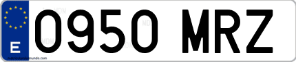 Ejemplo de matrícula de coche ordinaria 0950 MRZ