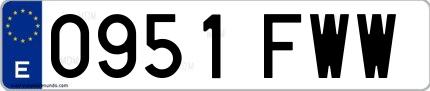 Ejemplo de matrícula española 0951 FWW