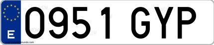 Ejemplo de matrícula española 0951 GYP