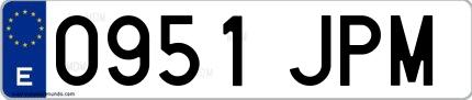 Ejemplo de matrícula española 0951 JPM