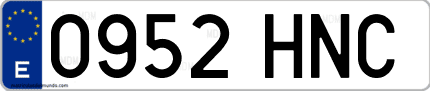 Ejemplo de matrícula de coche ordinaria 0952 HNC