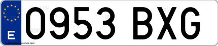 Ejemplo de matrícula española 0953 BXG