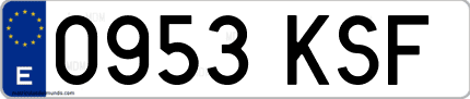 Ejemplo de matrícula de coche ordinaria 0953 KSF