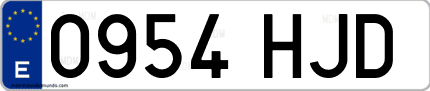 Ejemplo de matrícula de coche ordinaria 0954 HJD