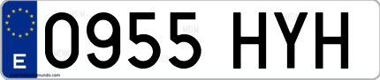 Ejemplo de matrícula de coche ordinaria 0955 HYH