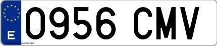 Ejemplo de matrícula española 0956 CMV
