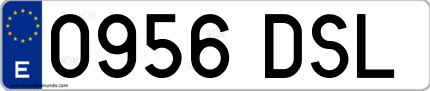 Ejemplo de matrícula de coche ordinaria 0956 DSL