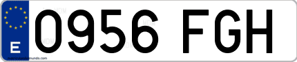 Ejemplo de matrícula de coche ordinaria 0956 FGH